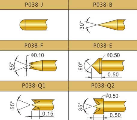 PA038測(cè)試探針頭型，華榮華探針廠家